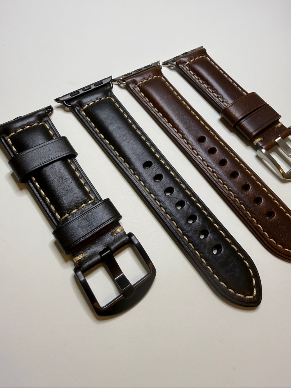 Brand New Replacement Apple Leather Watch Strap Band - Black and Brown